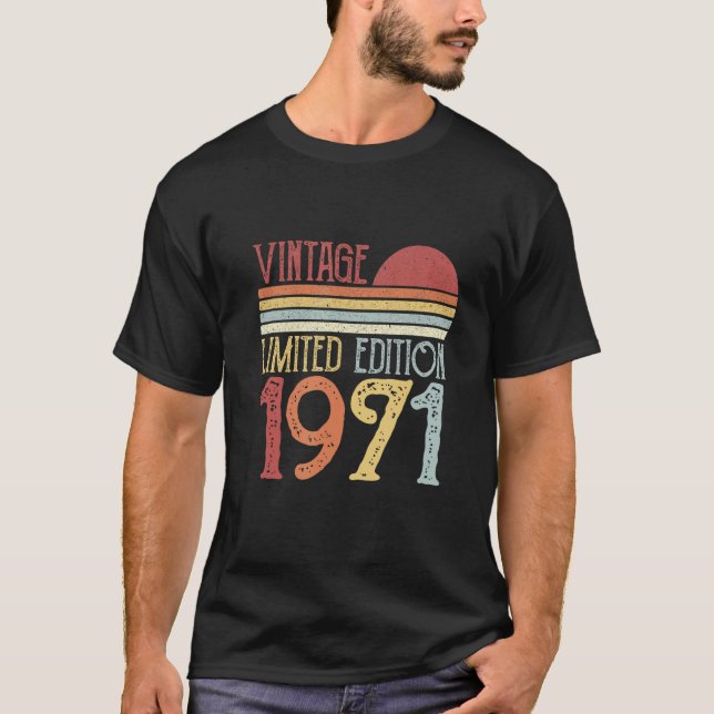 Camiseta Retro de cosecha de cumpleaños 1971 (Anverso)