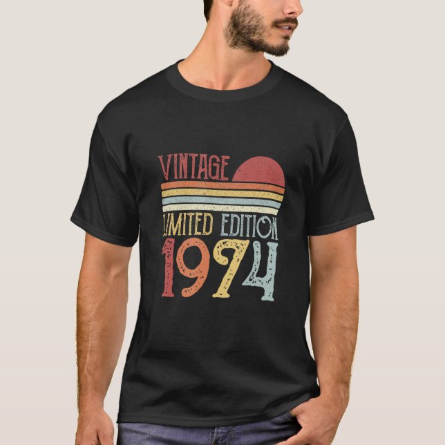 Camiseta Retro de cosecha de cumpleaños 1974 (Anverso)