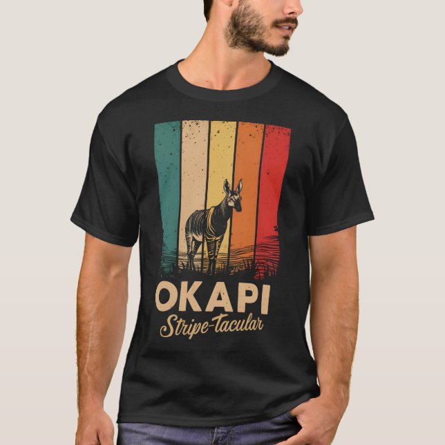 Camiseta Retro de cosecha Okapi Stripe-tacular (Anverso)
