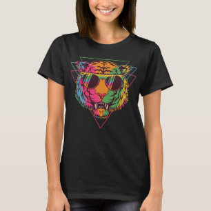 Camiseta Retro de diseño de neón de triángulo de tigre colo