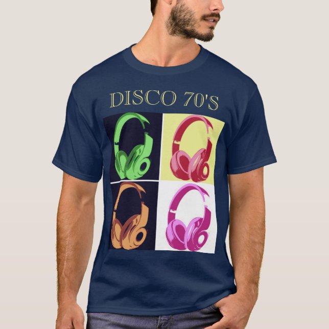 Camiseta Retro de entretenimiento musical de arte pop azul  (Anverso)