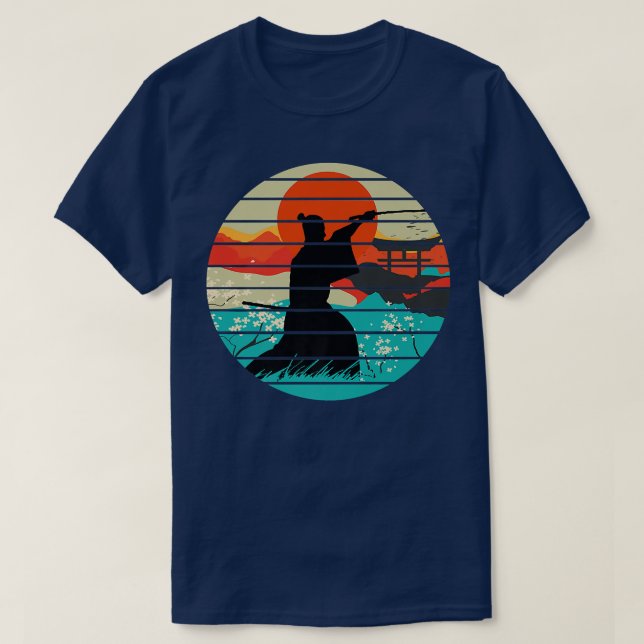 Camiseta Retro de espadas japonesa de Guerrero de Samurai ( (Diseño del anverso)