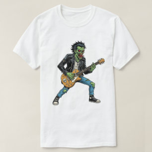 Camiseta retro de Fantasía de Terror Zombie con gu