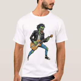Camiseta retro de Fantasía de Terror Zombie con gu