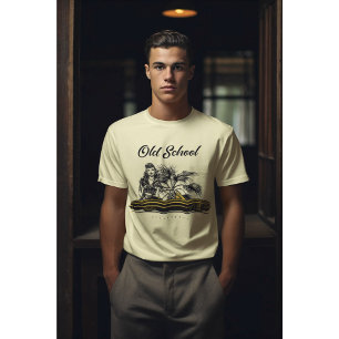 Camiseta Retro de flor de oro   Convertible de coche clásic