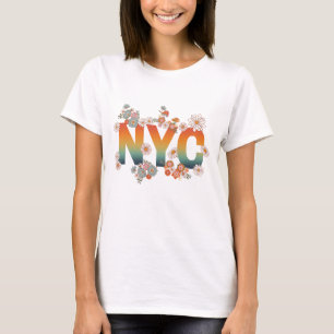 Camiseta Retro de Flor Eléctrica de Nueva York