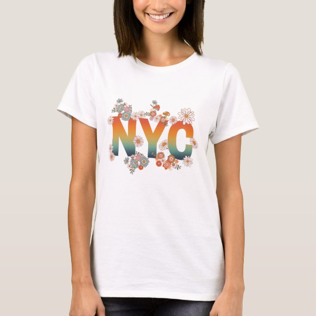 Camiseta Retro de Flor Eléctrica de Nueva York (Anverso)