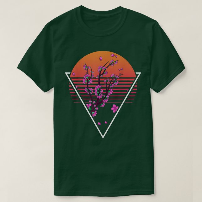 Camiseta Retro de flor japonesa Sakura Cher de vaporwave (Diseño del anverso)