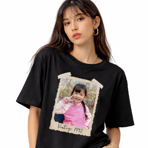 Camiseta Retro de Foto Personalizada, Cumpleaños A