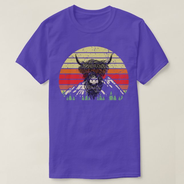 Camiseta Retro de ganado de Highland (Diseño del anverso)