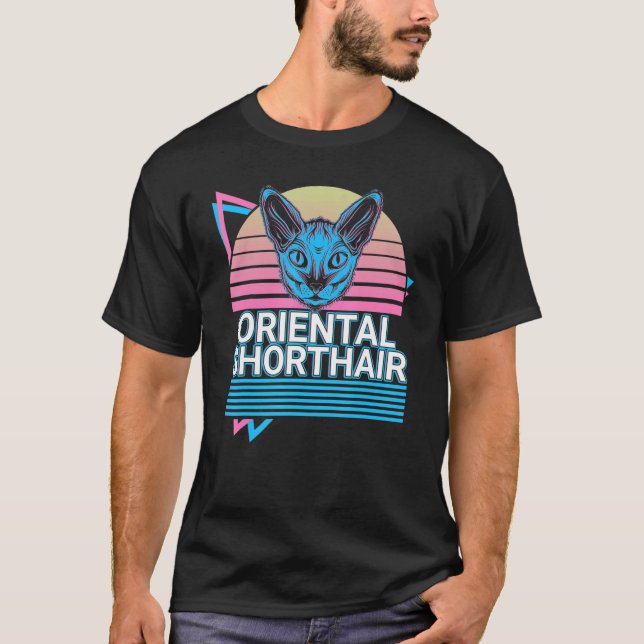 Camiseta Retro de gato de Shorthair oriental (Anverso)