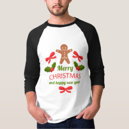 Camiseta Retro de Gingerbread de Navidad Raglan EE