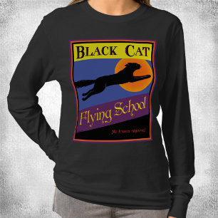 Camiseta Retro de Halloween de Black Cat Flying Sc