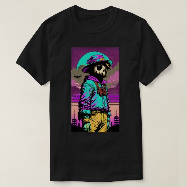 Camiseta Retro de Halloween Espantapájaros Fiesta (Diseño del anverso)