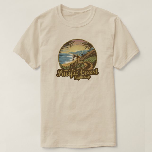 Camiseta Retro de la autopista de la costa del Pacífico (Diseño del anverso)