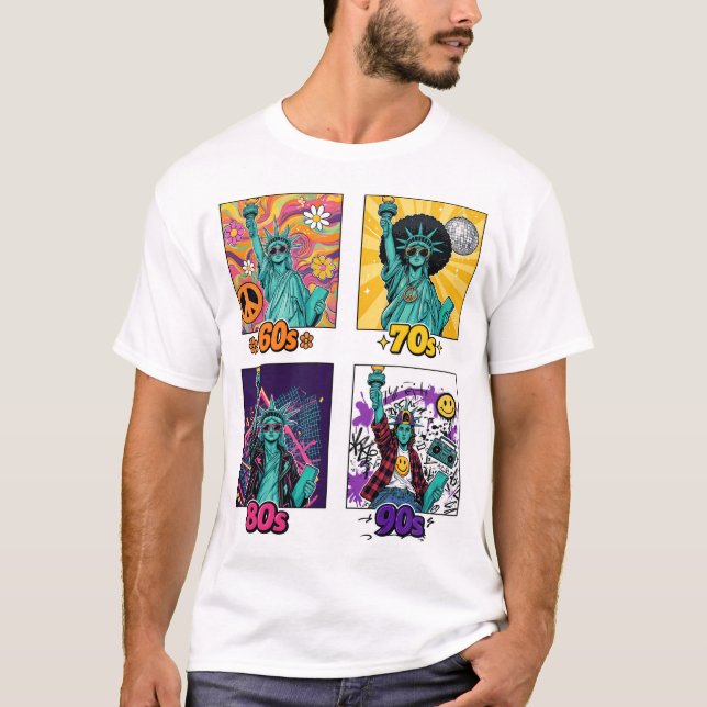 Camiseta Retro de la Libertad a través de las Déca (Anverso)