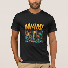 Camiseta Retro de la Silueta de Miami Beach
