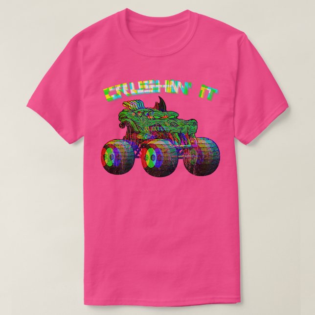 Camiseta Retro de la vendimia de camionetas de monstruo apl (Diseño del anverso)