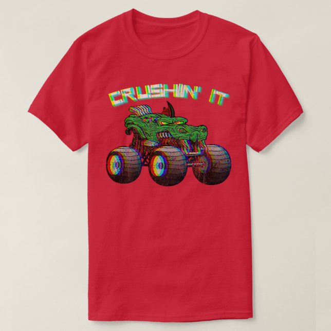 Camiseta Retro de la vendimia de camionetas de monstruo apl (Diseño del anverso)