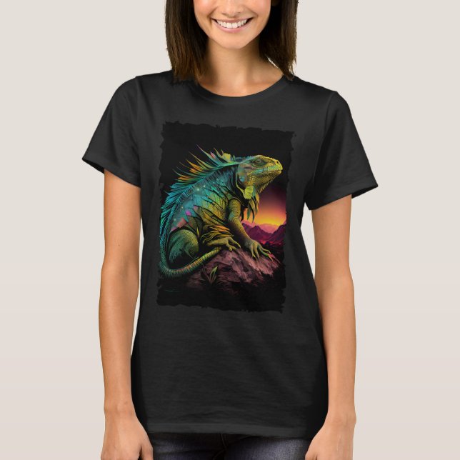 Camiseta Retro de lagarto reptil de iguana 70 (Anverso)