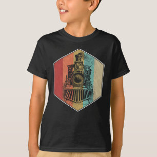 Camiseta Retro de locomotora de motor de vapor de tren de v