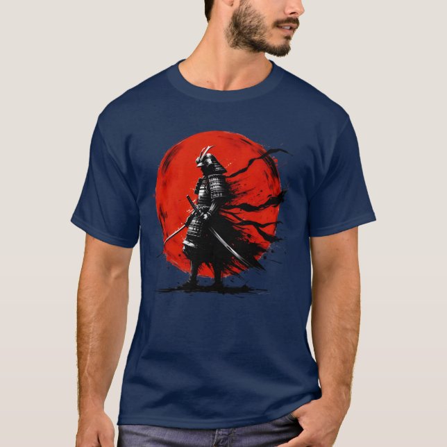 Camiseta Retro de luchador de la vieja silueta de Samurai (Anverso)