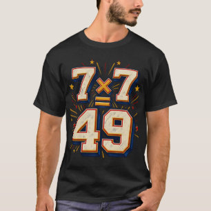 Camiseta Retro de Matemáticas 7 x 7 = 49