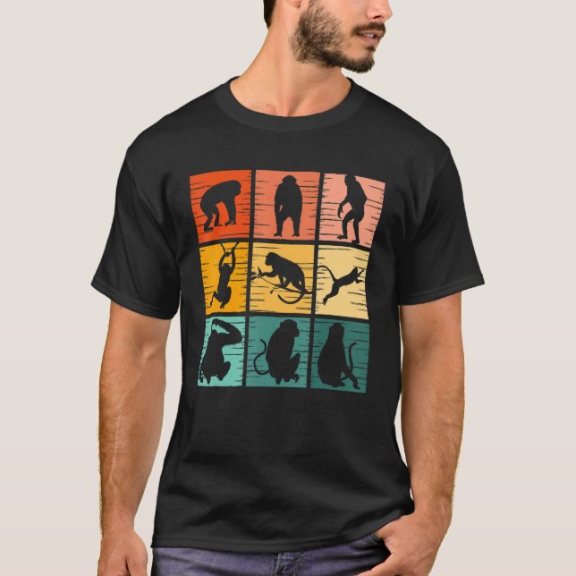 Camiseta Retro De Mono Animal Salvaje Para Hombres Mujeres (Anverso)
