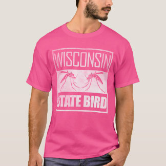 Camiseta Retro de mosquito de ave del estado de Wisconsin