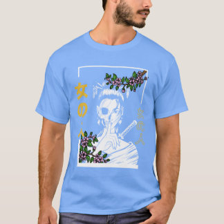 Camiseta Retro de mujer guerrera floral de Samurai japonesa