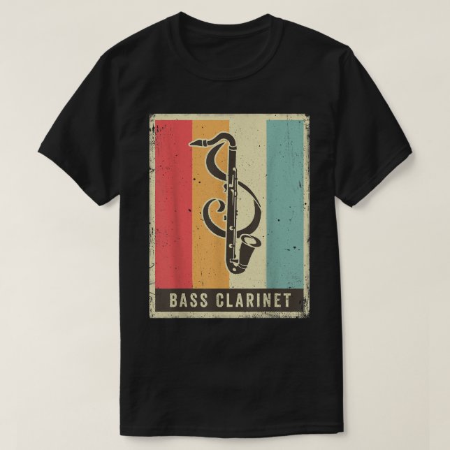 Camiseta Retro de música del jugador de Bass Clarinet2 vint (Diseño del anverso)