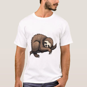 Camiseta Retro de Naturaleza con Arte de Perezoso