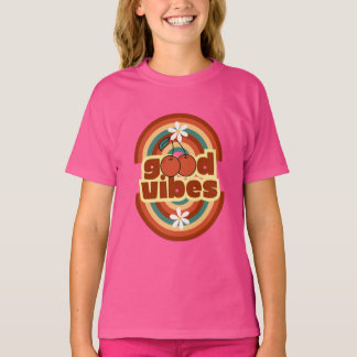 Camiseta Retro de Niños Rosa “Buenas Vibraciones” 