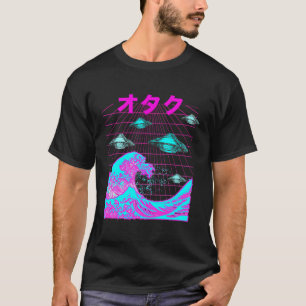 Camiseta Retro de ola japonesa Ufo Vaporwave Otaku Synthwav
