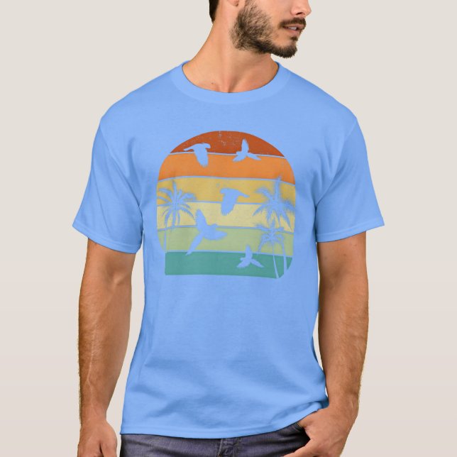 Camiseta Retro de pájaros Cockatiel Parroquia de la puesta  (Anverso)