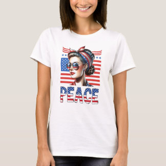 Camiseta Retro de paz patriótica mujer de 4 de julio