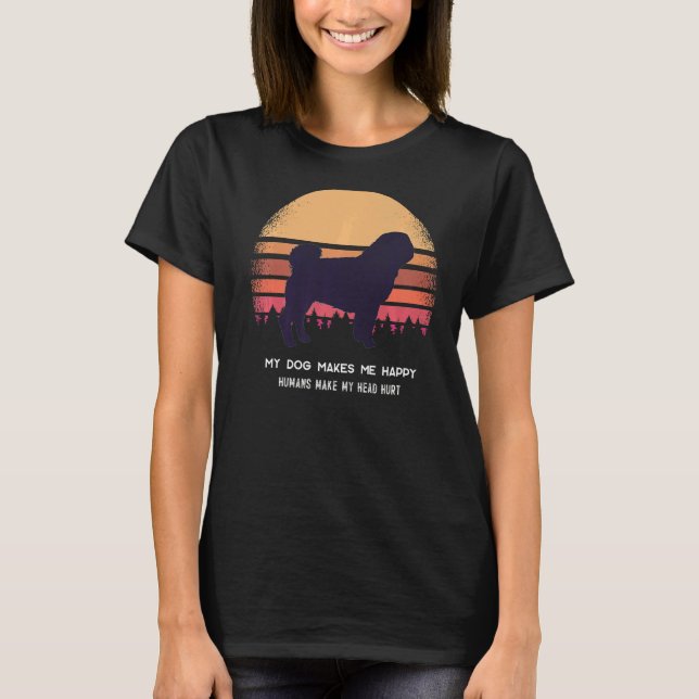 Camiseta Retro de perro de pug 8 (Anverso)