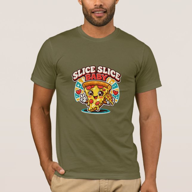 Camiseta Retro de Pizza – Slice Slice Baby Gr Dive (Anverso)