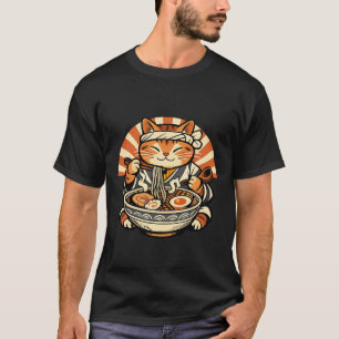 Camiseta Retro de Ramen de Gato Japonés – Corte de