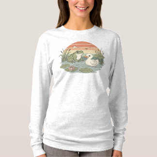 Camiseta Retro de Rana y Pato - Estética de Vida e
