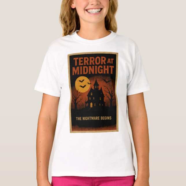 Camiseta Retro de ropa de Halloween Terror en Poster de med (Anverso)