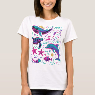 Camiseta retro de Sea Animal 90   Ballena de la na