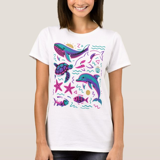 Camiseta retro de Sea Animal 90 | Ballena de la na (Anverso)