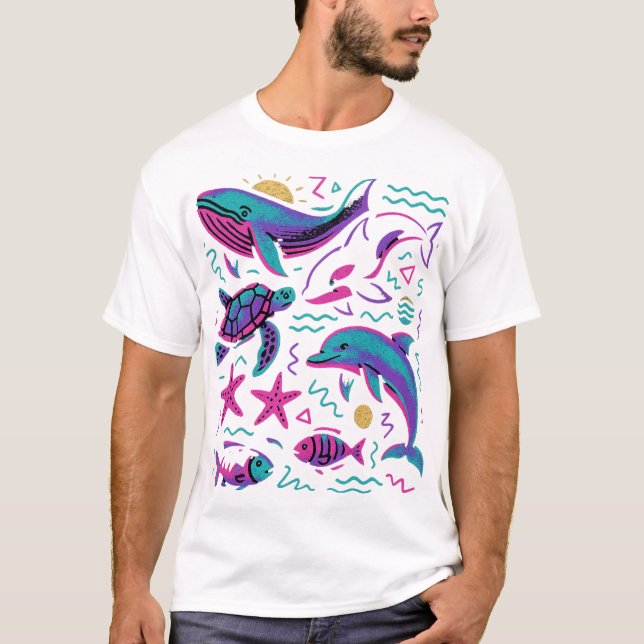 Camiseta retro de Sea Animal 90 | Ballena de la na (Anverso)