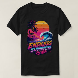 Camiseta Retro de Surf al Atardecer con Synthwave