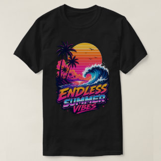 Camiseta Retro de Surf al Atardecer con Synthwave 