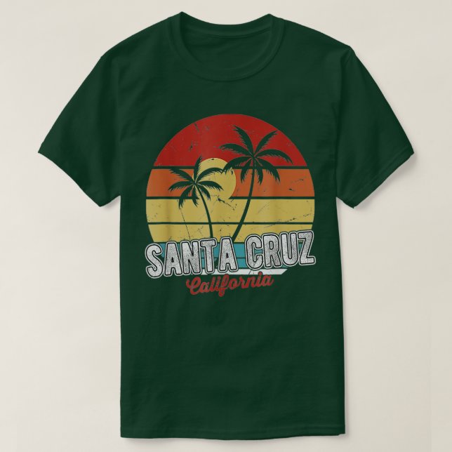 Camiseta Retro de surf playero de los años 70 en Santa Cruz (Diseño del anverso)