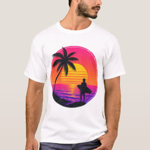 Camiseta Retro de surfista al atardecer de los 80