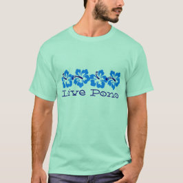 Camiseta Retro de surfista Hawai Blue Hibiscus "Live Pono"