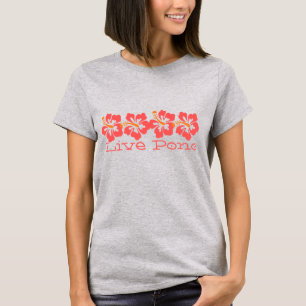 Camiseta Retro de surfista Hawai Coral Hibiscus "Pono vivo"